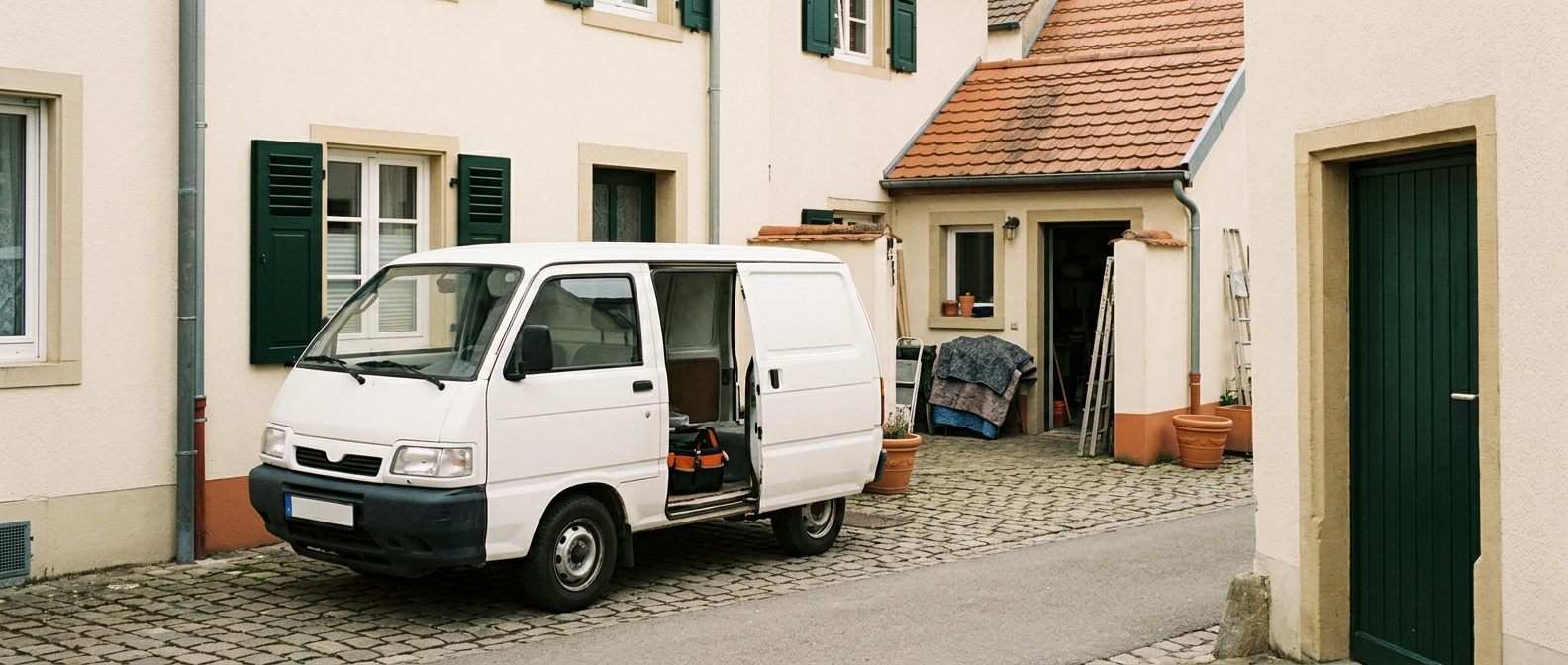 L'atelier et la camionnette Atelier Lentz, à Diekirch.